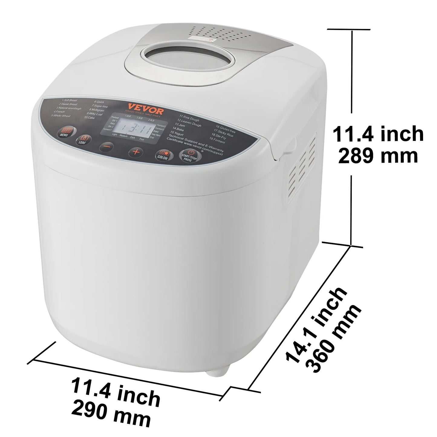 SucceBuy 15-In-1 Bread Maker With Gluten Free Setting Nonstick Pan