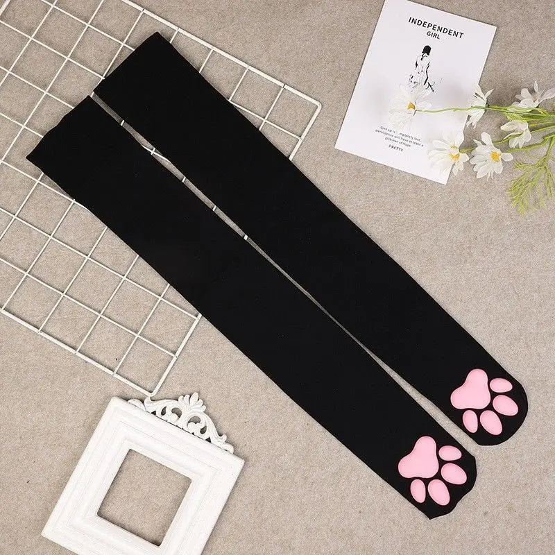 3D Cat Paw Knee High Novelty Floor Socks For Home