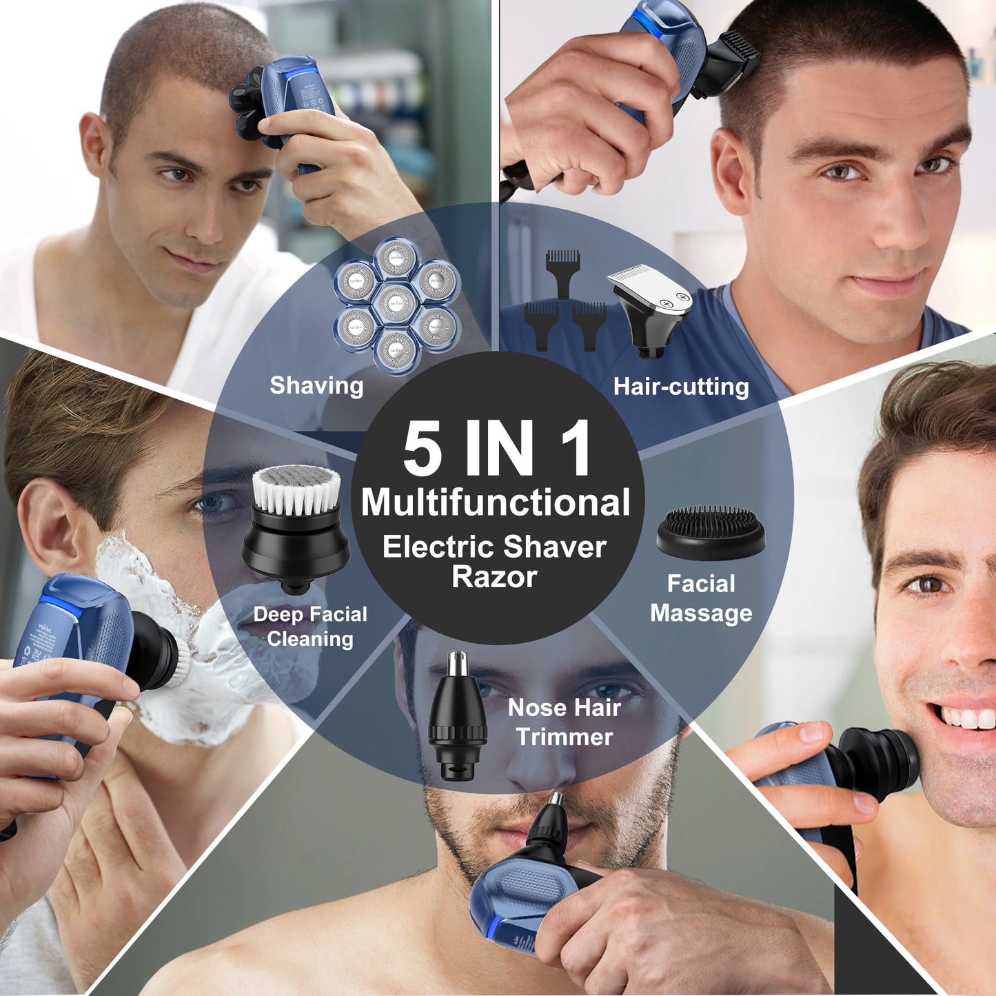 Sejoy 6-In-1 7D Head Shaver Nose Hair Trimmer Waterproof Kit