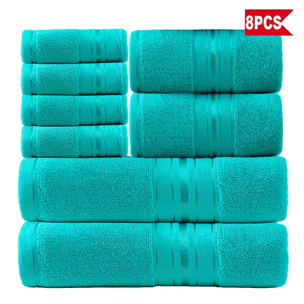 Luxury Eight Piece Cotton Towel Set For Bathroom Everyday Use