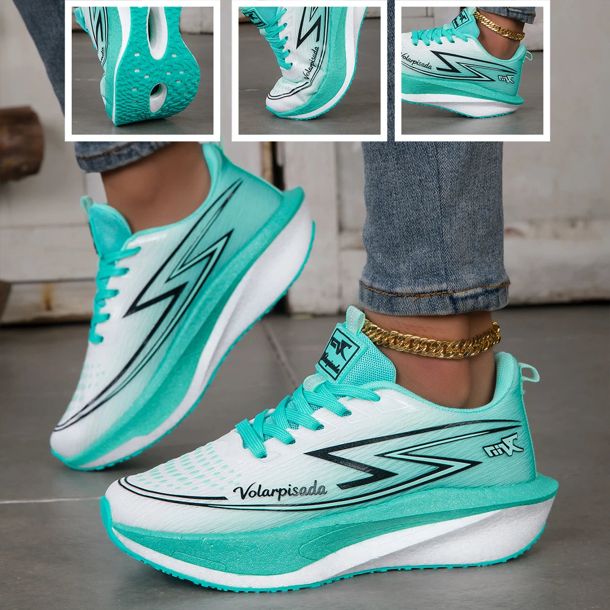 Breathable Mesh Running Sneakers Shock Absorb Cushion Athletic Gym Shoes