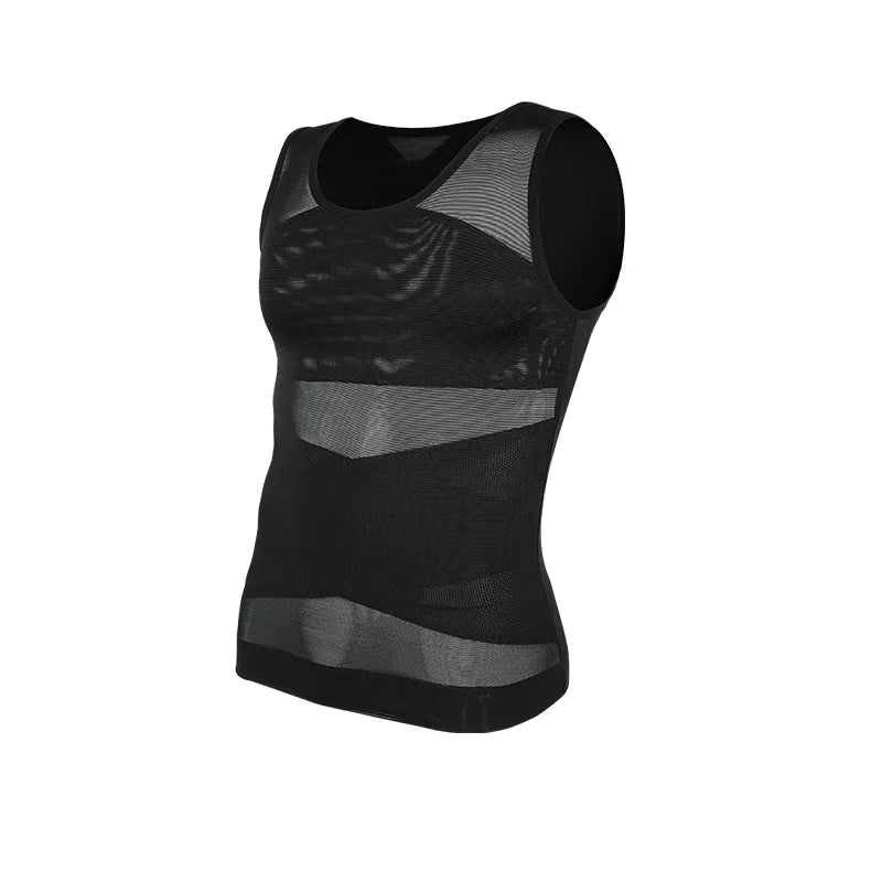 LALAMELON Mens Shapewear Tank Top Cross Mesh Body Shaper Breathable