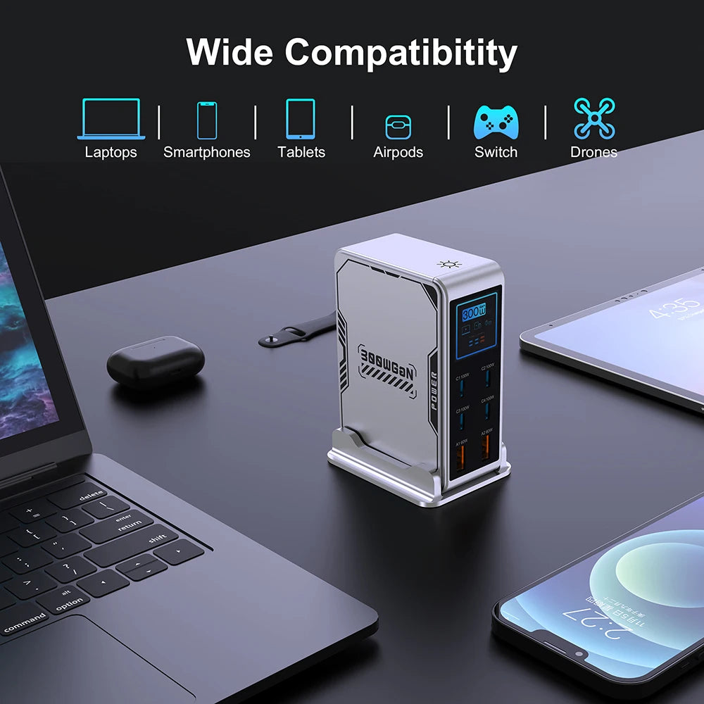 Ubigbuy 6-Port GaN USB-C PD Fast Charger Desktop Station