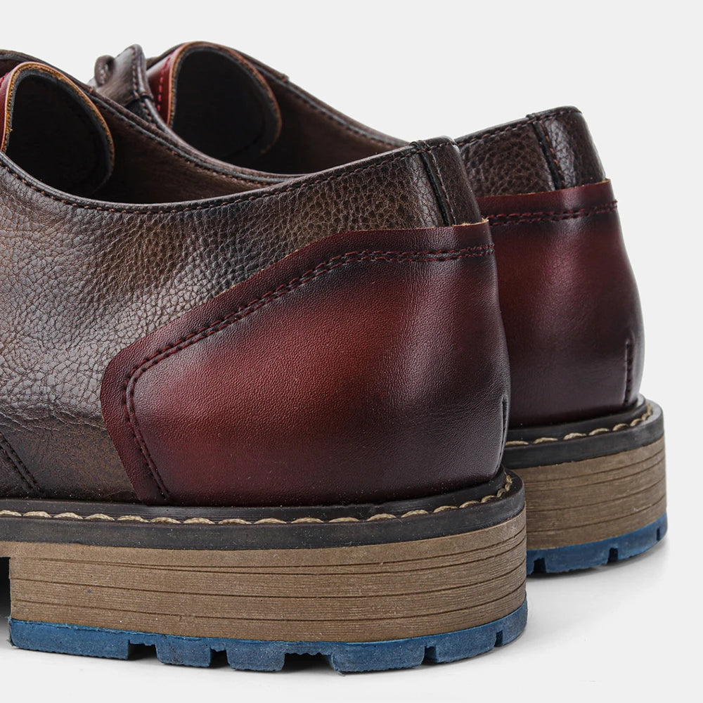 Hecrafted Men Retro Casual Leather Cap Toe Oxford Shoes