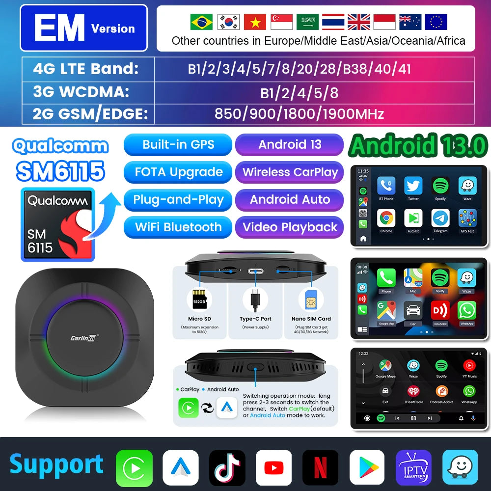 Carlinkit Wireless Apple Carplay And Android Auto Adapter