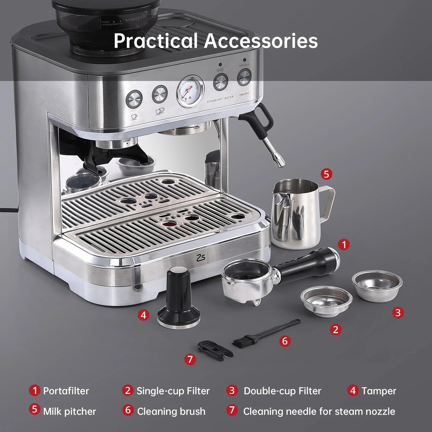 Acekool Espresso Machine With Grinder And Milk Frother