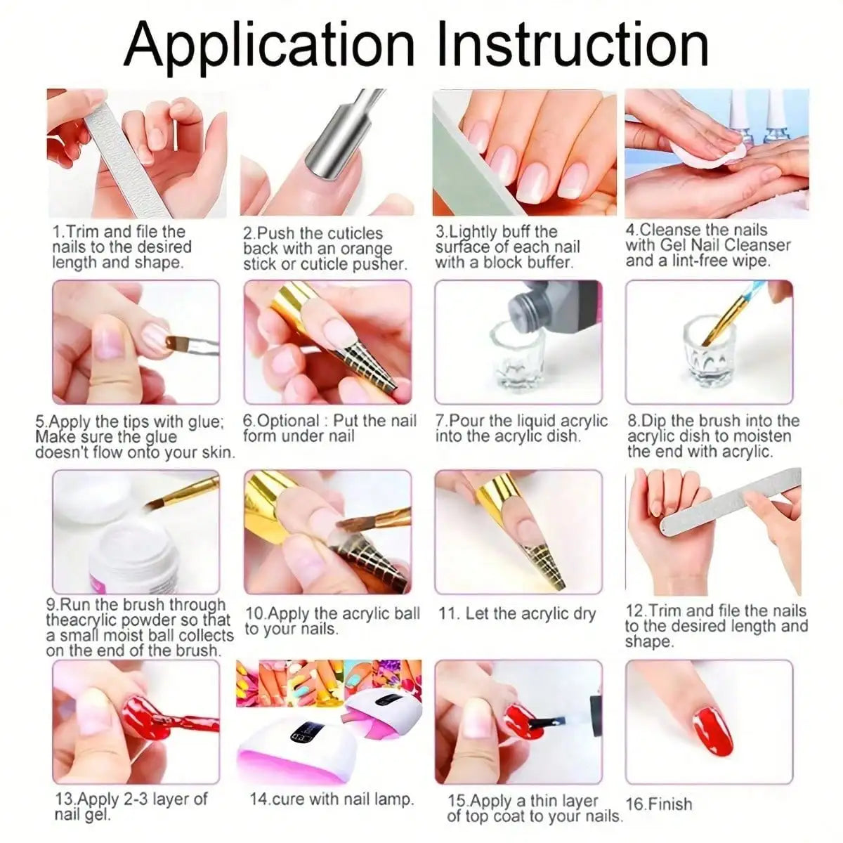 Professional Acrylic Nail Kit With Glitter Powders For Beginners
