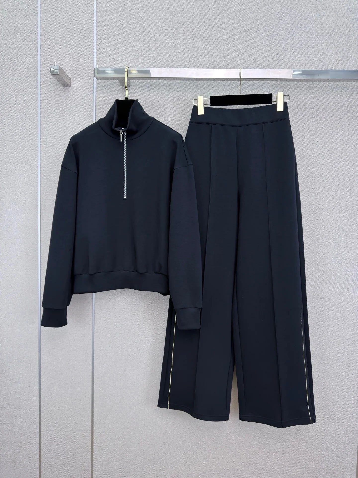 Women's Knitted Two Piece Set Long Sleeve Top And Elastic Waist Pants