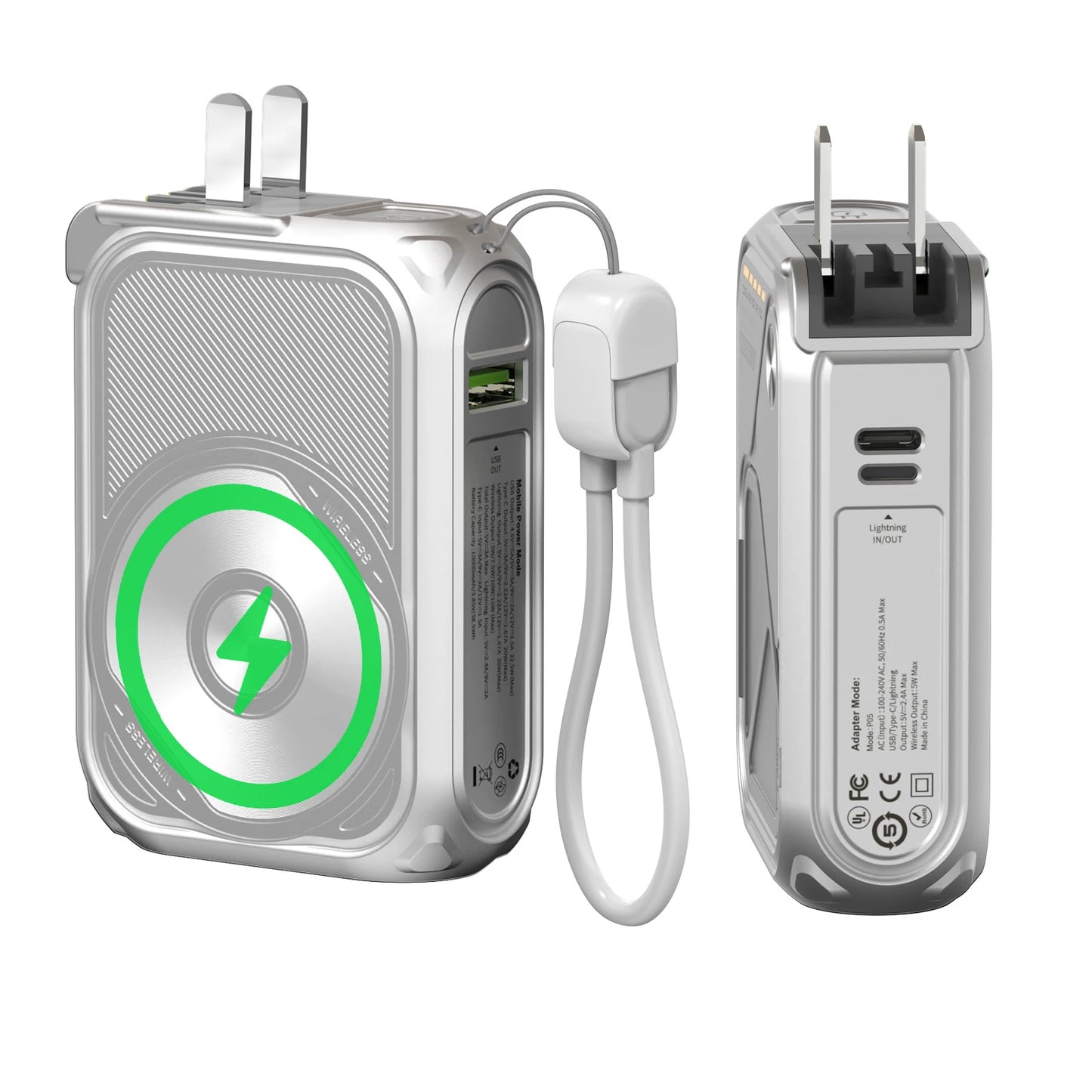 Prunus Magnetic Wireless Power Bank With Digital Display Phone Holder