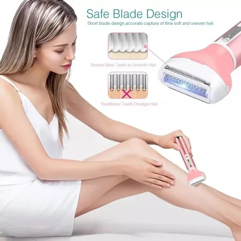 Rechargeable 4 In 1 Womens Waterproof Electric Shaver And Trimmer