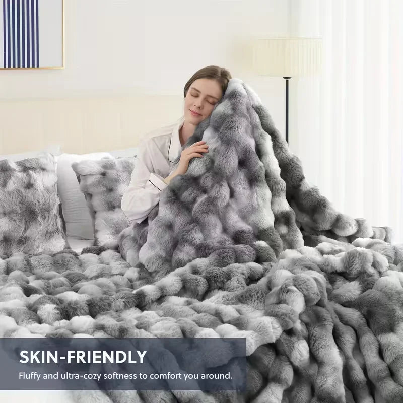 Rosekind Cozy Faux Fur Soft Plush Throw Blanket for Home