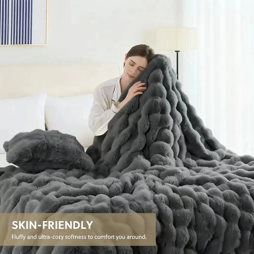 Rosekind Cozy Faux Fur Soft Plush Throw Blanket for Home