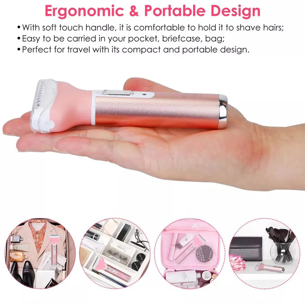 Rechargeable 4 In 1 Womens Waterproof Electric Shaver And Trimmer