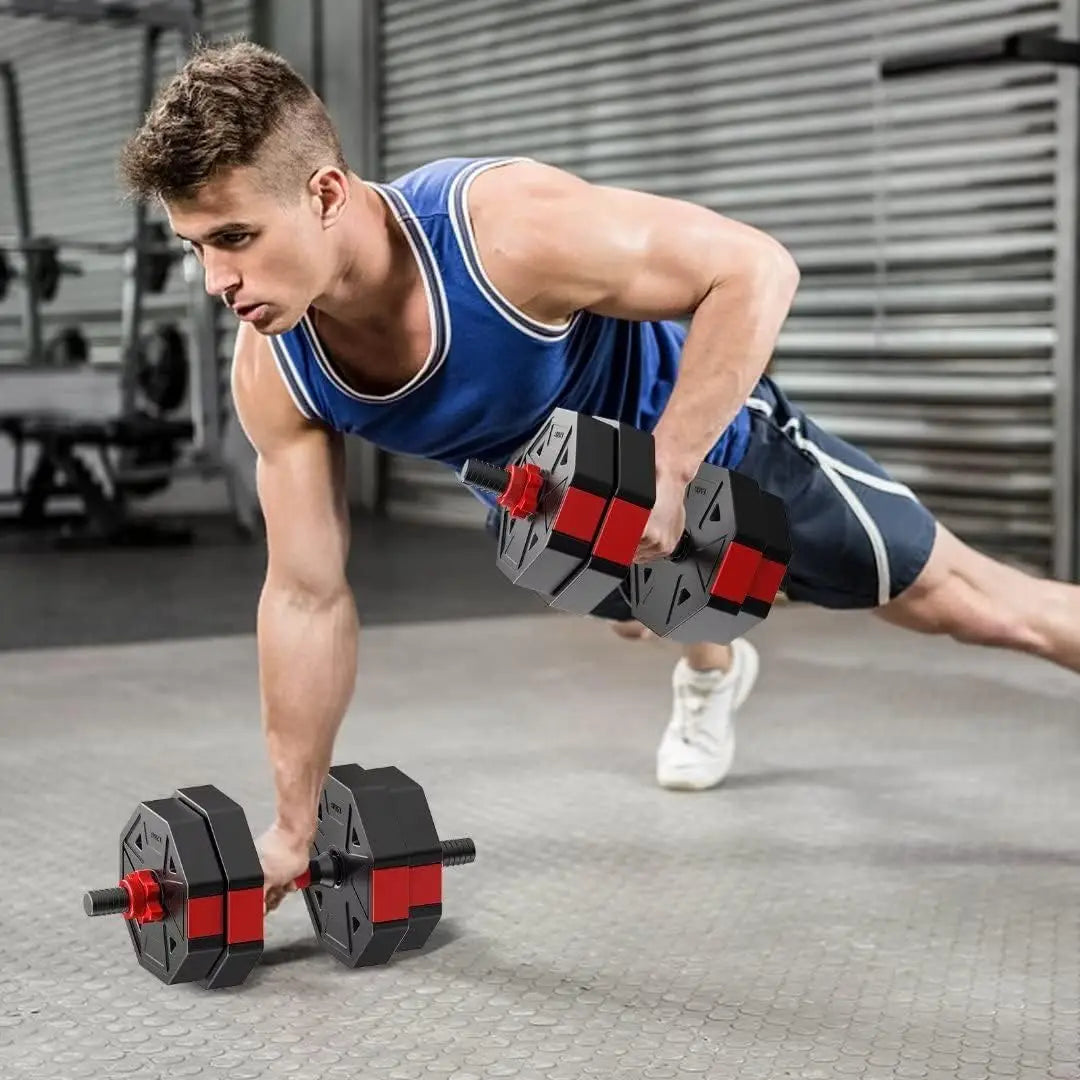 Adjustable Dumbbell Barbell Fitness Set With Anti Slip Grip