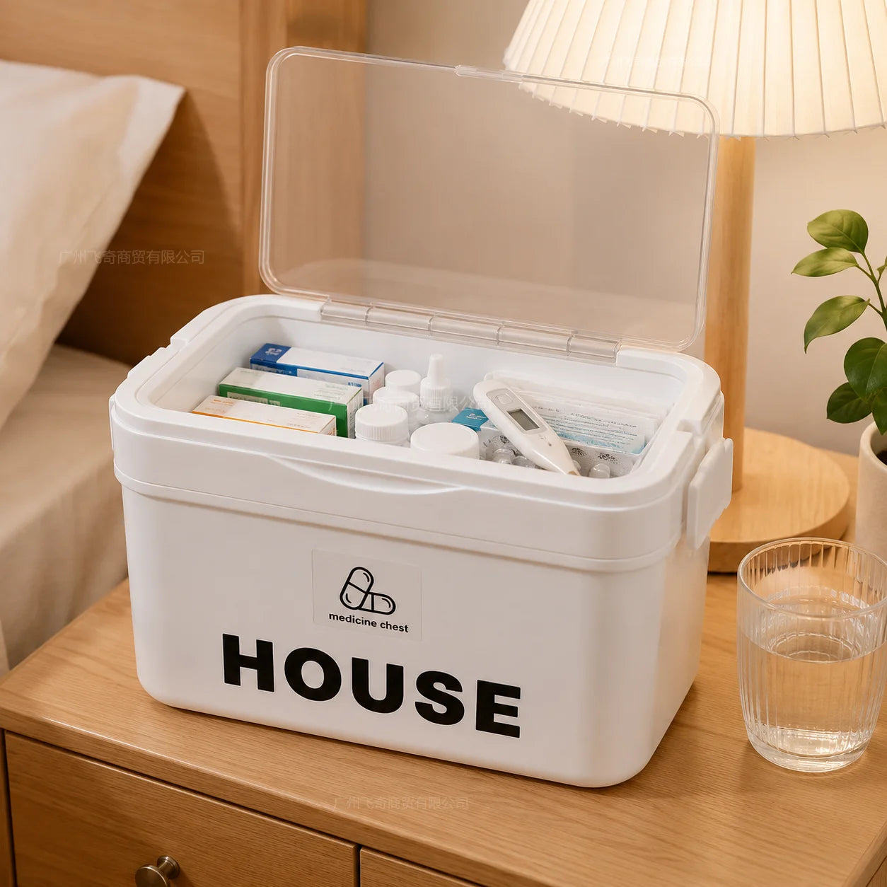 Multi Tier Stackable First Aid Medicine Storage Box With Handle