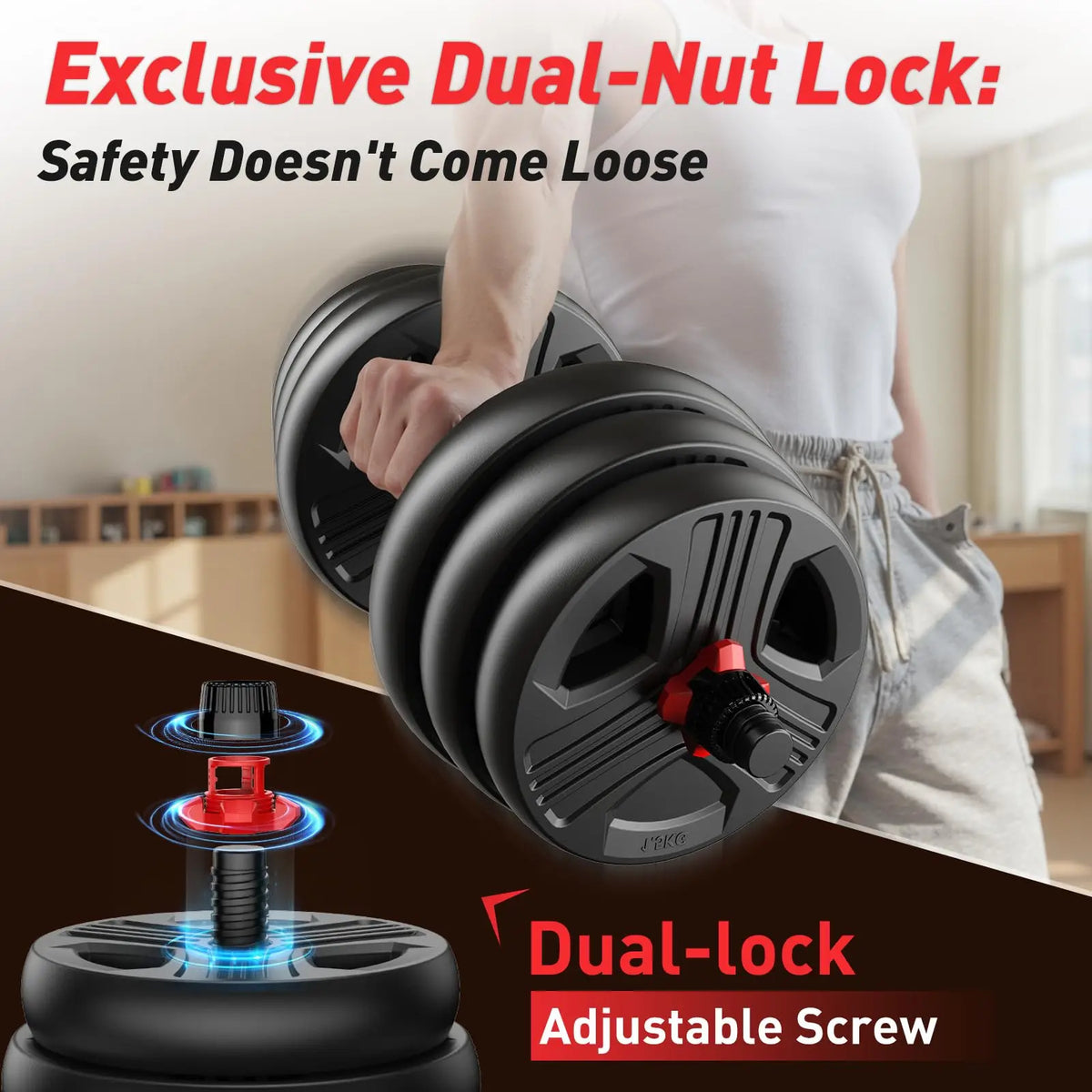 FED Fitness 5 In 1 Adjustable Dumbbell Barbell Kettlebell Set