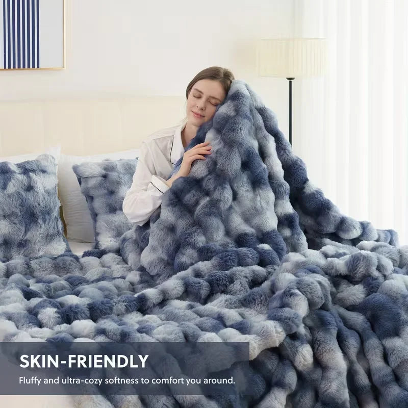 Rosekind Cozy Faux Fur Soft Plush Throw Blanket for Home