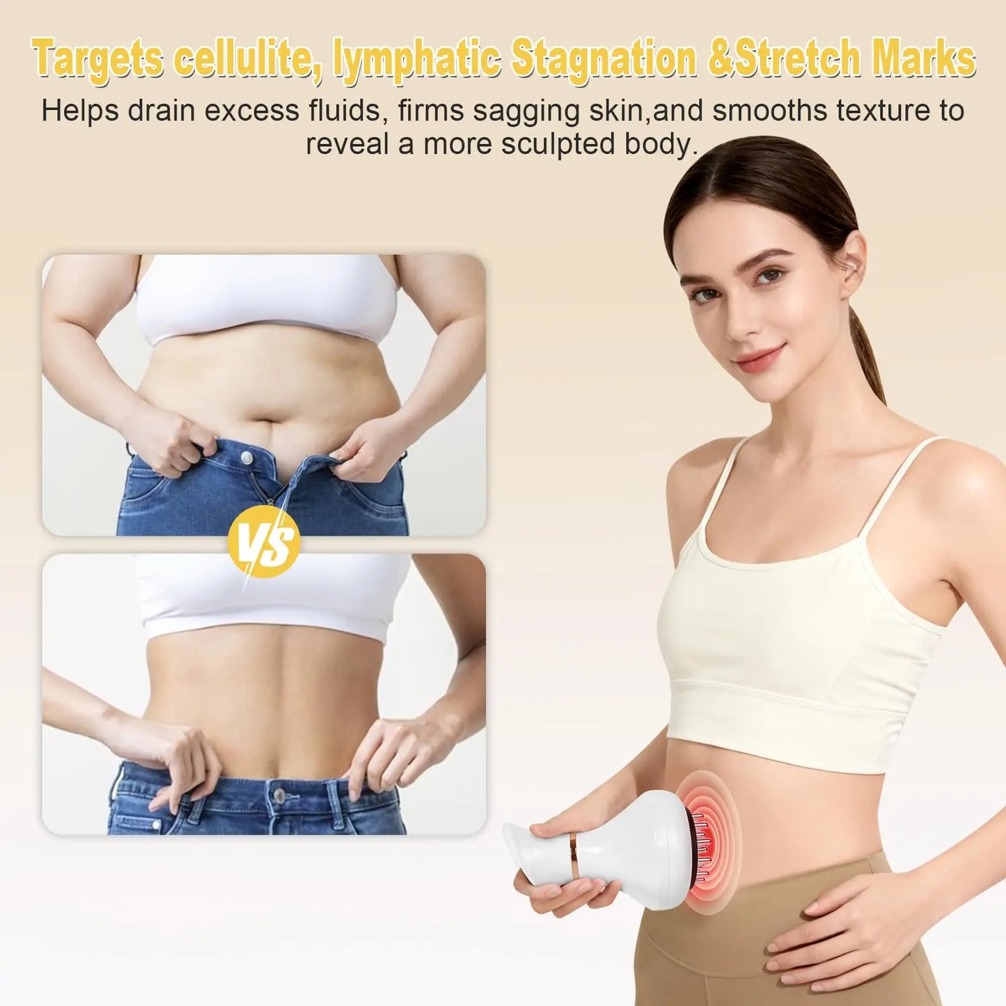 Jitesy Lymphatic Drainage Massager Heat Vibration Skin Firming Device