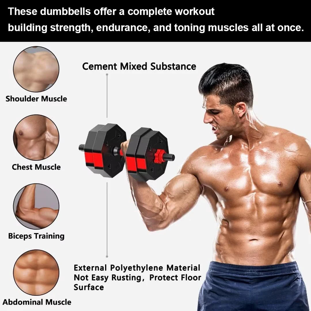 Adjustable Dumbbell Barbell Fitness Set With Anti Slip Grip