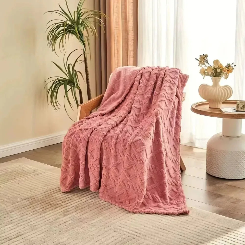 AHTOSKA Plush Lamb Fleece Blanket for Couch and Bed