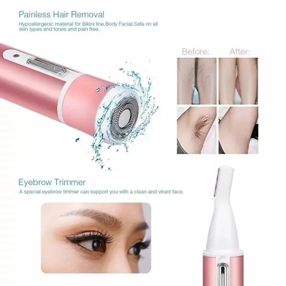 Rechargeable 4 In 1 Womens Waterproof Electric Shaver And Trimmer