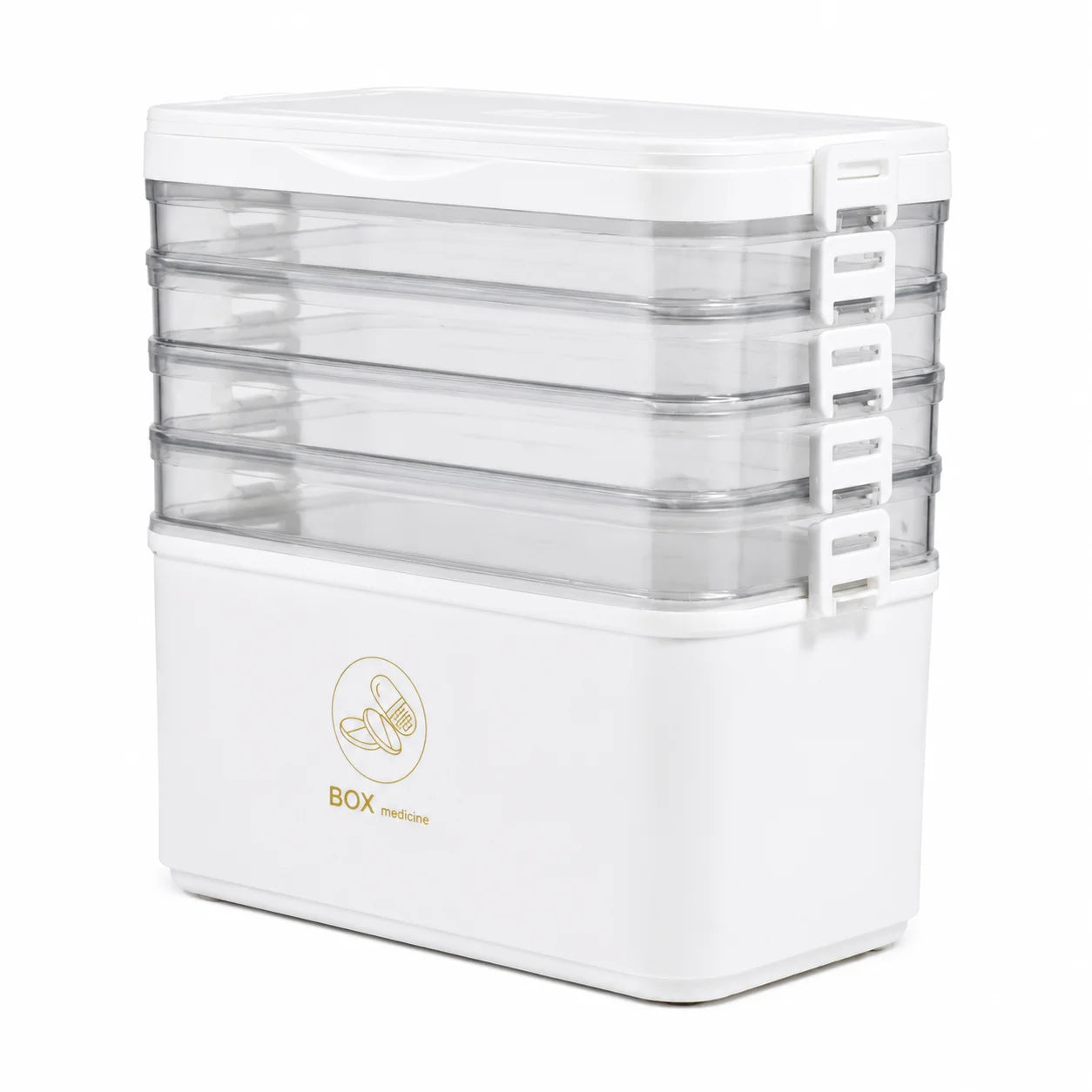 Multi Tier Stackable First Aid Medicine Storage Box With Handle