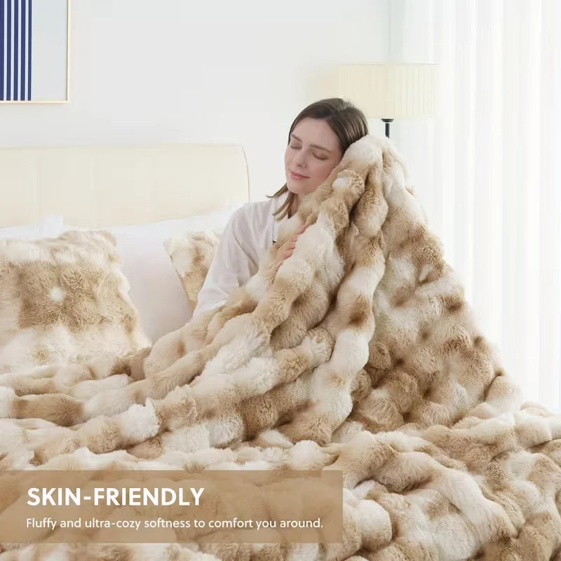 Rosekind Cozy Faux Fur Soft Plush Throw Blanket for Home