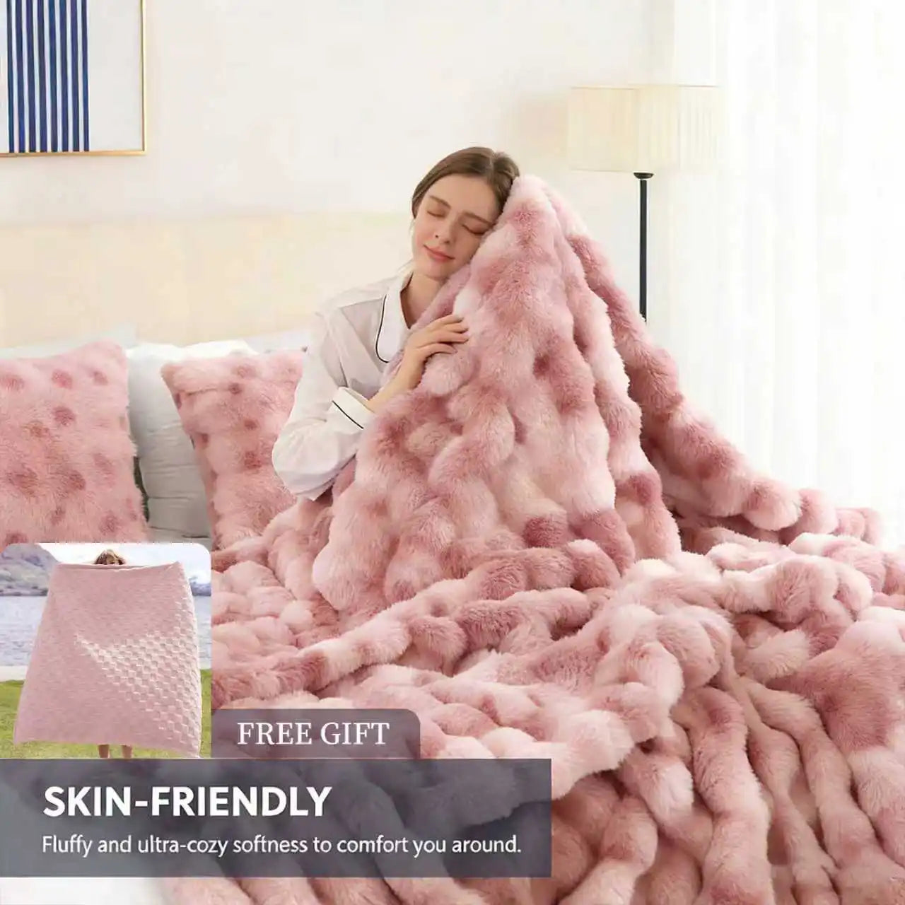 Rosekind Cozy Faux Fur Soft Plush Throw Blanket for Home