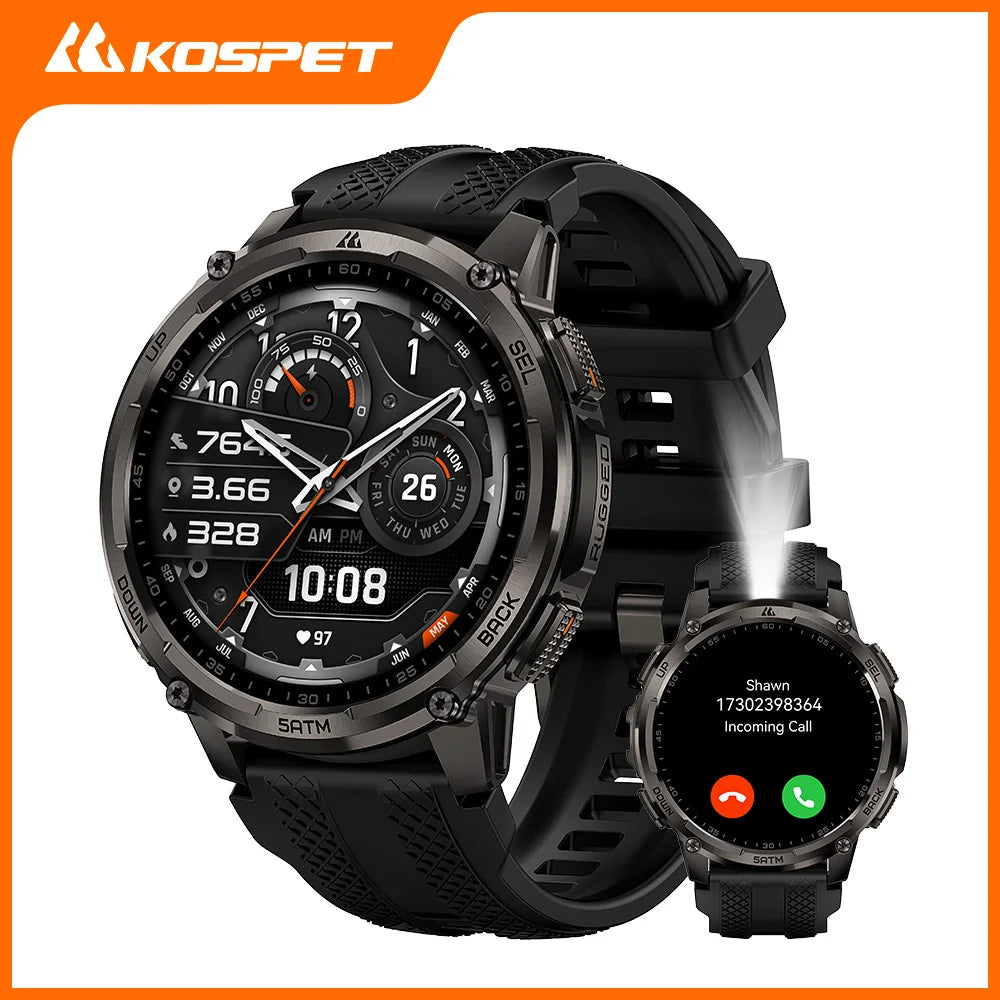KOSPET T4C Rugged Smartwatch With GPS Flashlight Fitness Tracking