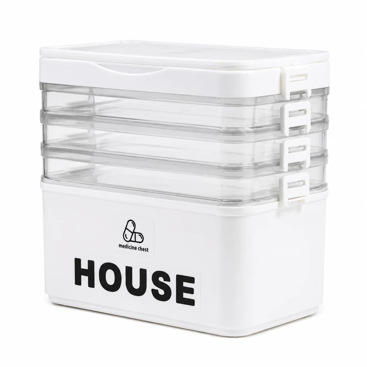 Multi Tier Stackable First Aid Medicine Storage Box With Handle