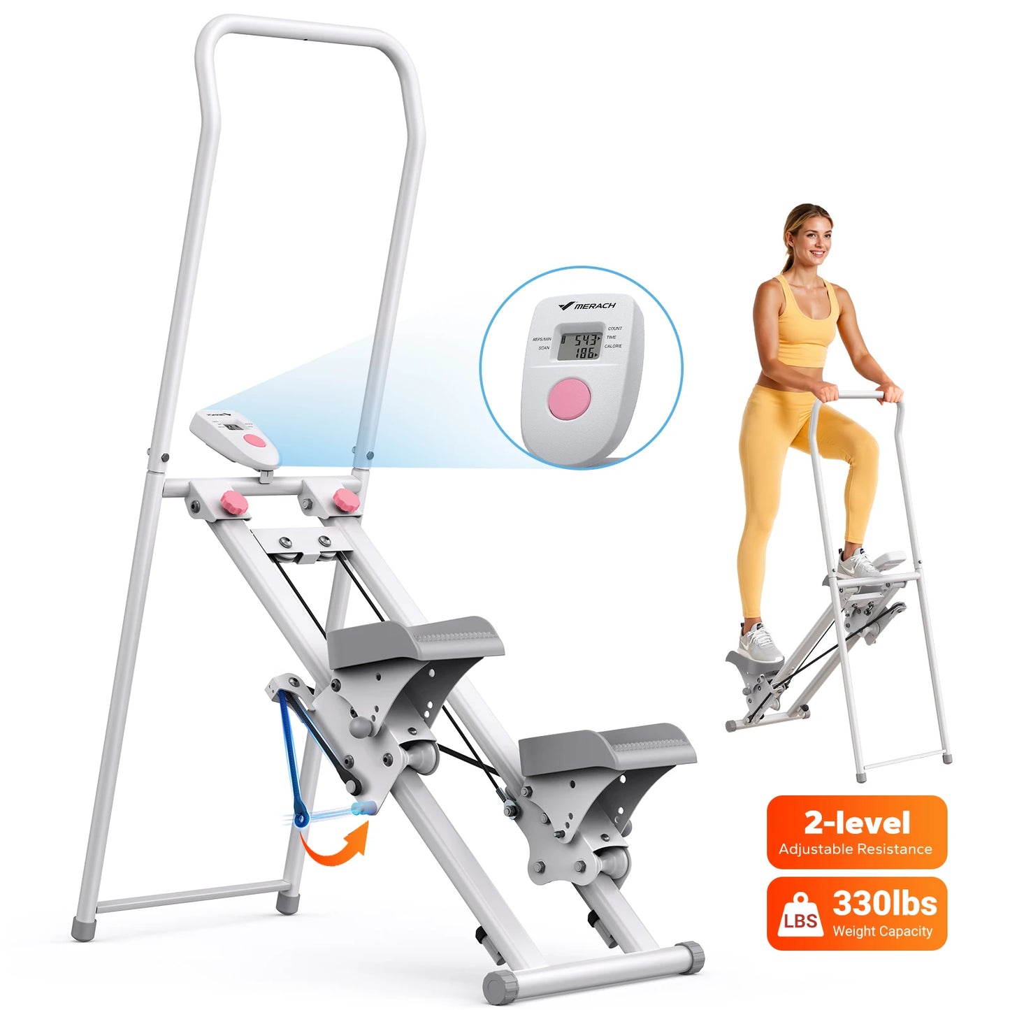 Merach Compact Foldable Stair Stepper For Home Fitness Workouts