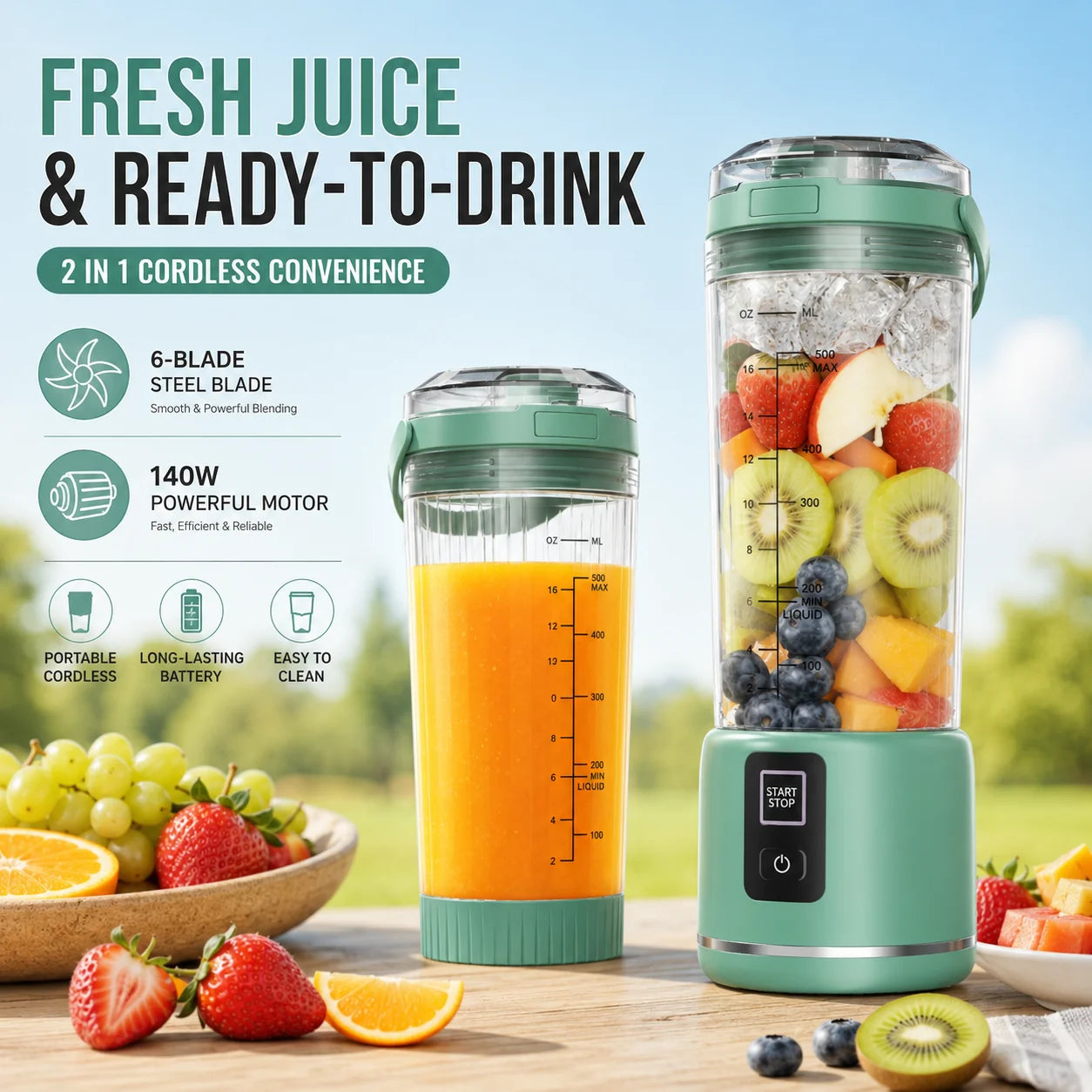 Cordless Rechargeable Portable Blender For Smoothies And Shakes Anywhere