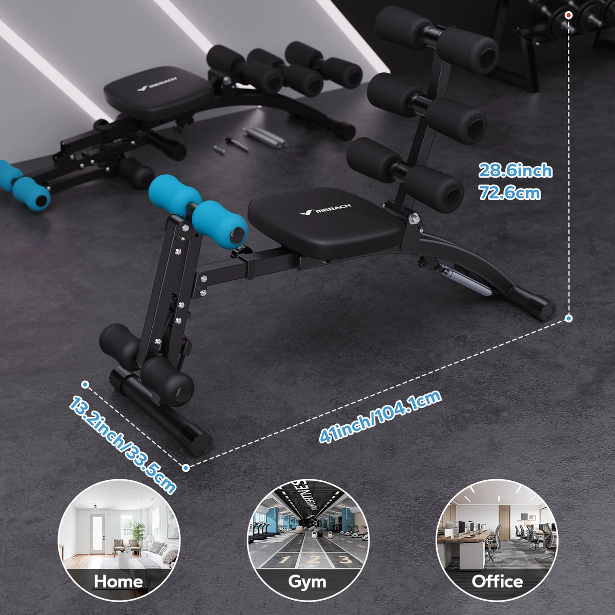 Merach Adjustable Ab Workout Bench For Home Gym Core Fitness