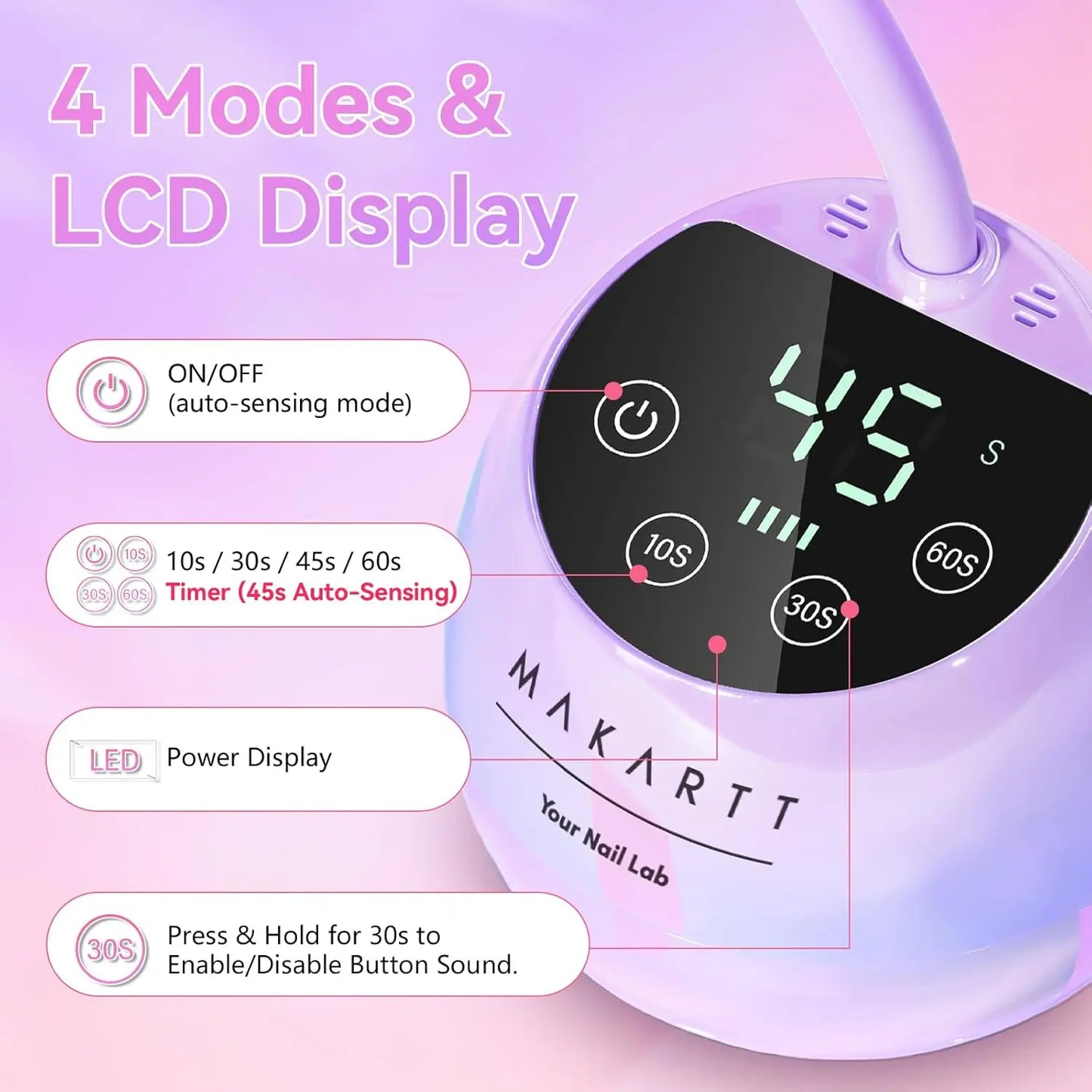 Makartt Cordless Gooseneck UV LED Nail Lamp With Timers