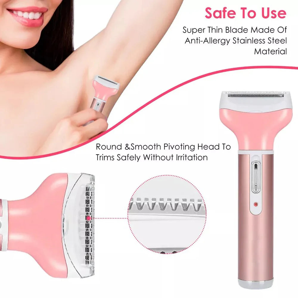 Rechargeable 4 In 1 Womens Waterproof Electric Shaver And Trimmer