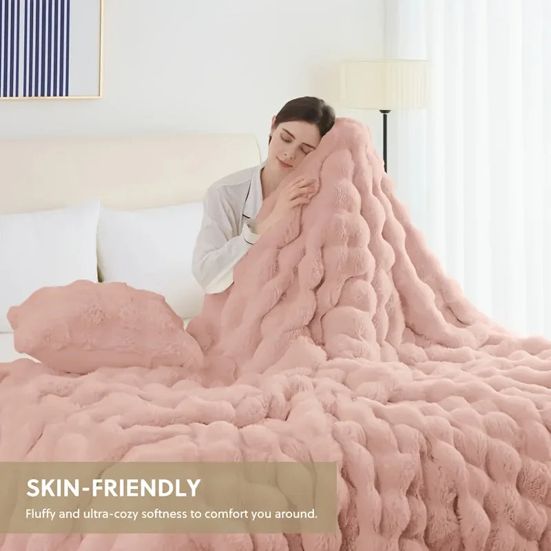 Rosekind Cozy Faux Fur Soft Plush Throw Blanket for Home