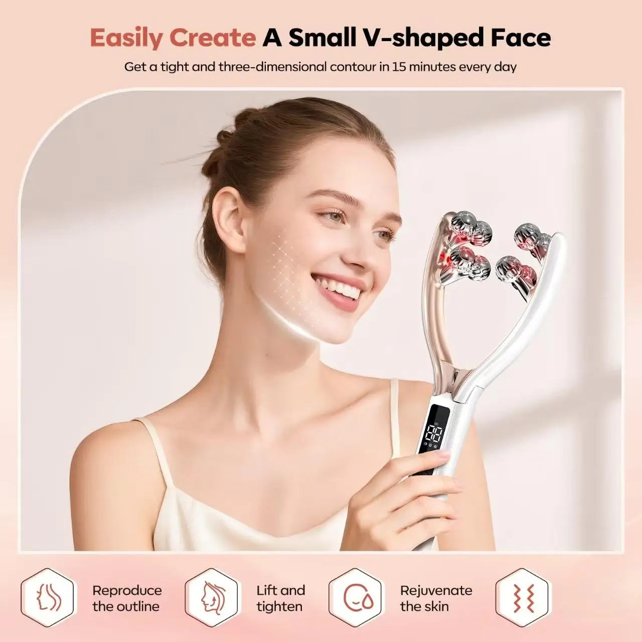 Facial Massager Rechargeable Face Roller for Neck Lymphatic Drainage
