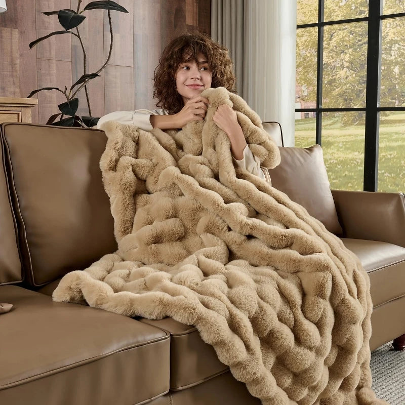 Rosekind Cozy Faux Fur Soft Plush Throw Blanket for Home