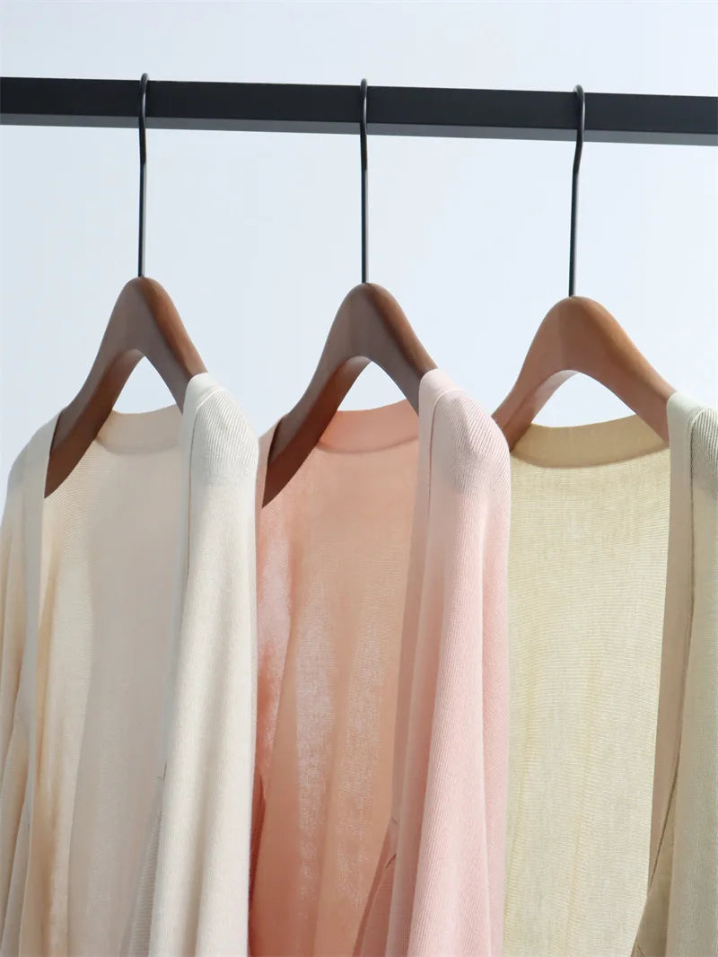 Womens Simple And Comfortable Long Sleeve Knit Sweater Top