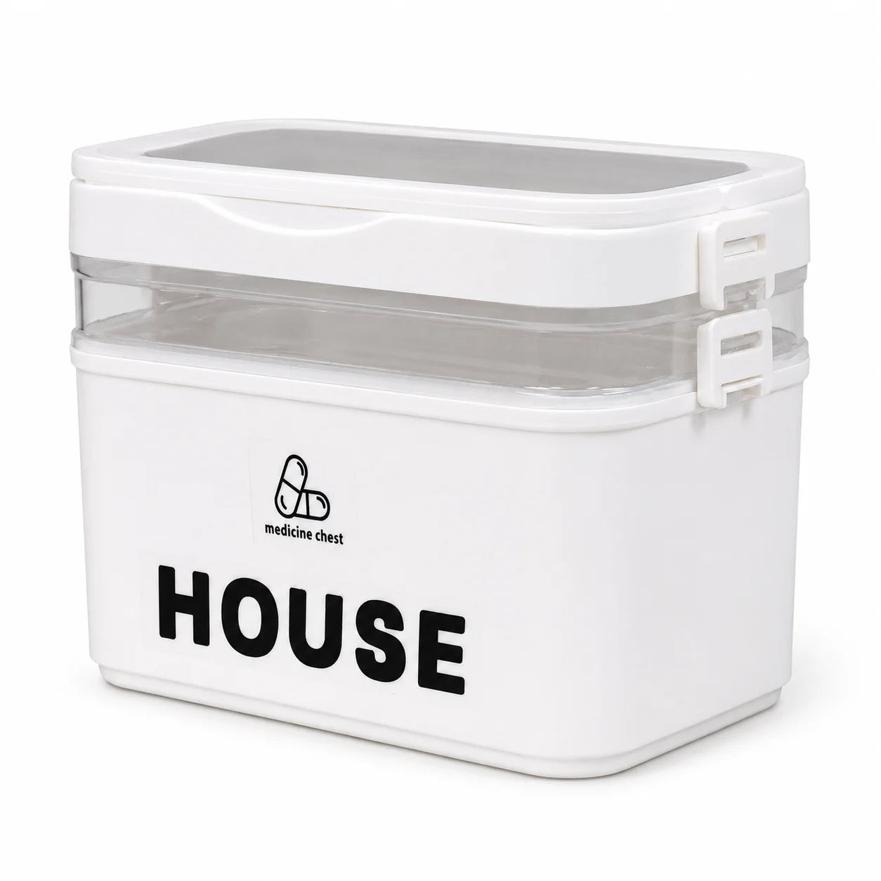 Multi Tier Stackable First Aid Medicine Storage Box With Handle