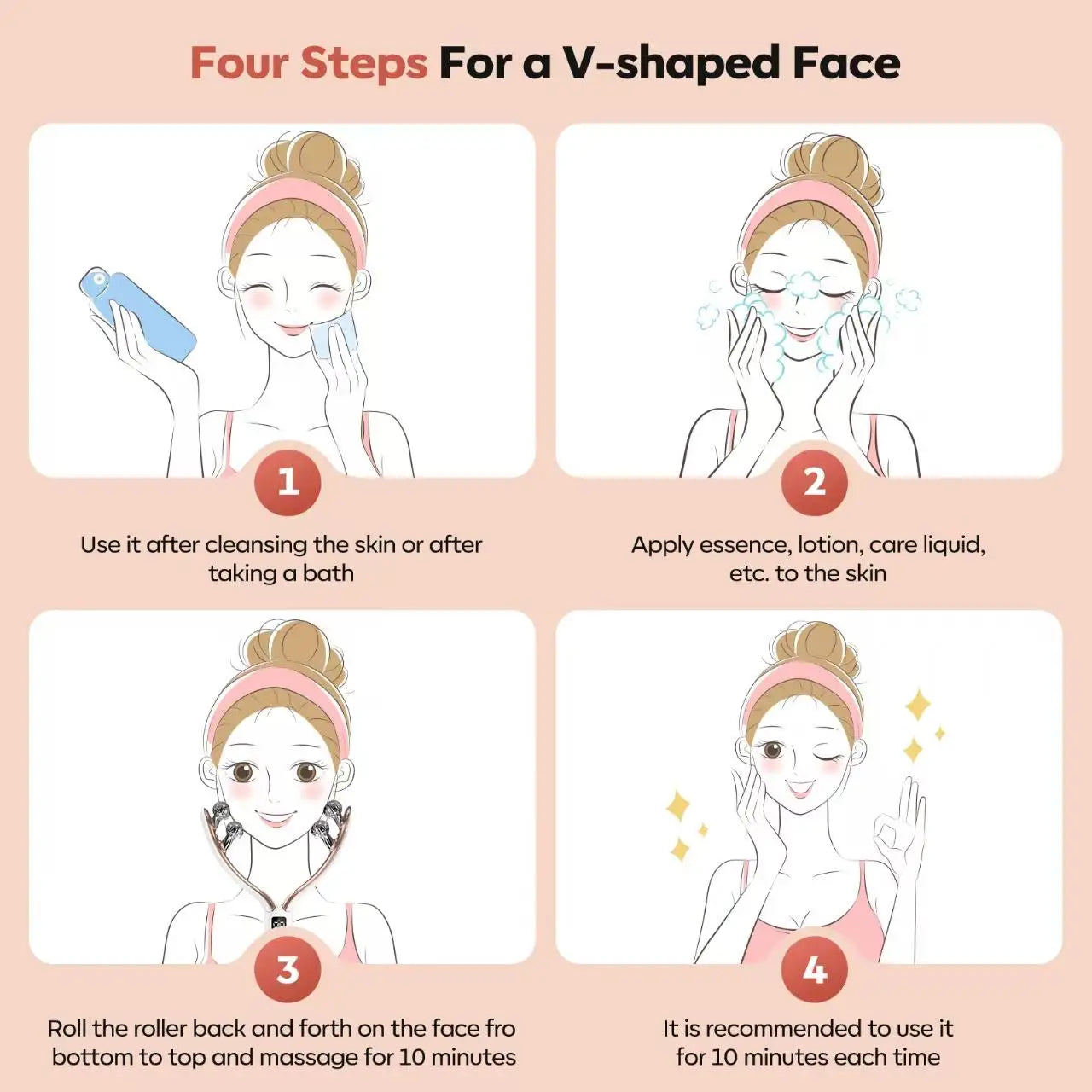 Facial Massager Rechargeable Face Roller for Neck Lymphatic Drainage