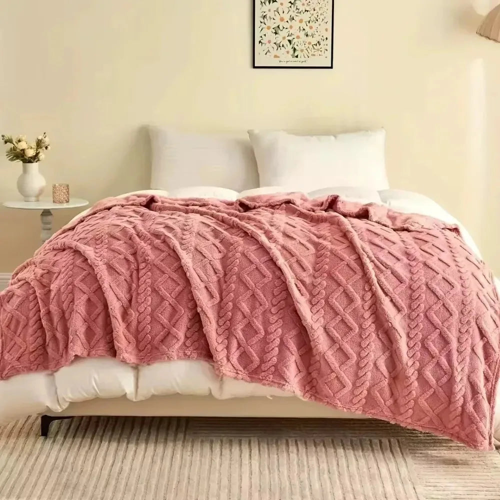 AHTOSKA Plush Lamb Fleece Blanket for Couch and Bed