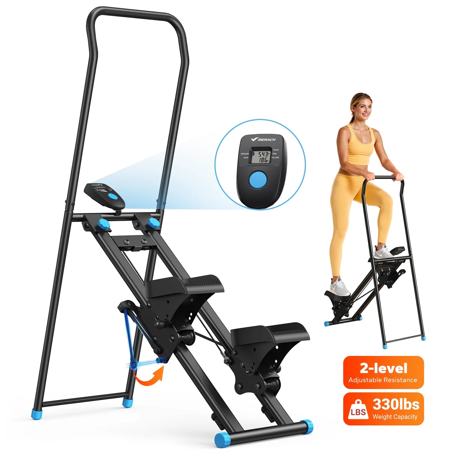 Merach Compact Foldable Stair Stepper For Home Fitness Workouts