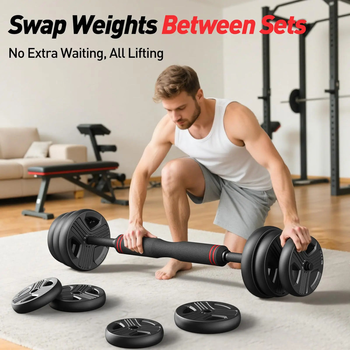 FED Fitness 5 In 1 Adjustable Dumbbell Barbell Kettlebell Set