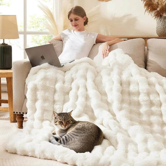 Rosekind Cozy Faux Fur Soft Plush Throw Blanket for Home