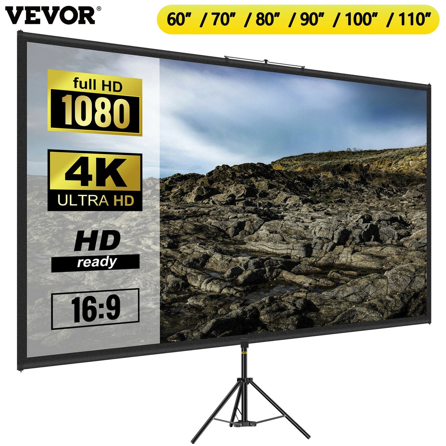 Succebuy Portable Tripod Projector Screen For Home Cinema