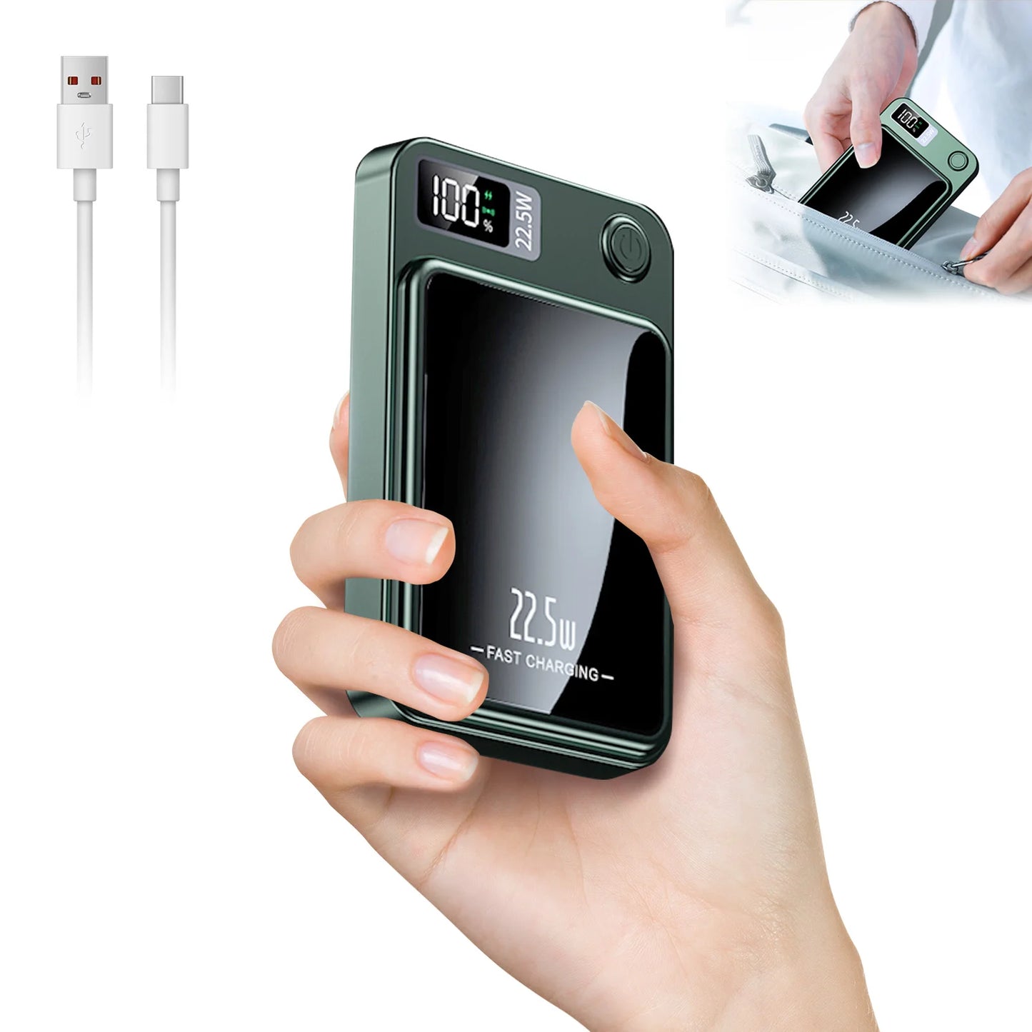 Magnetic Wireless Power Bank 10000mAh Fast Charging LED Display