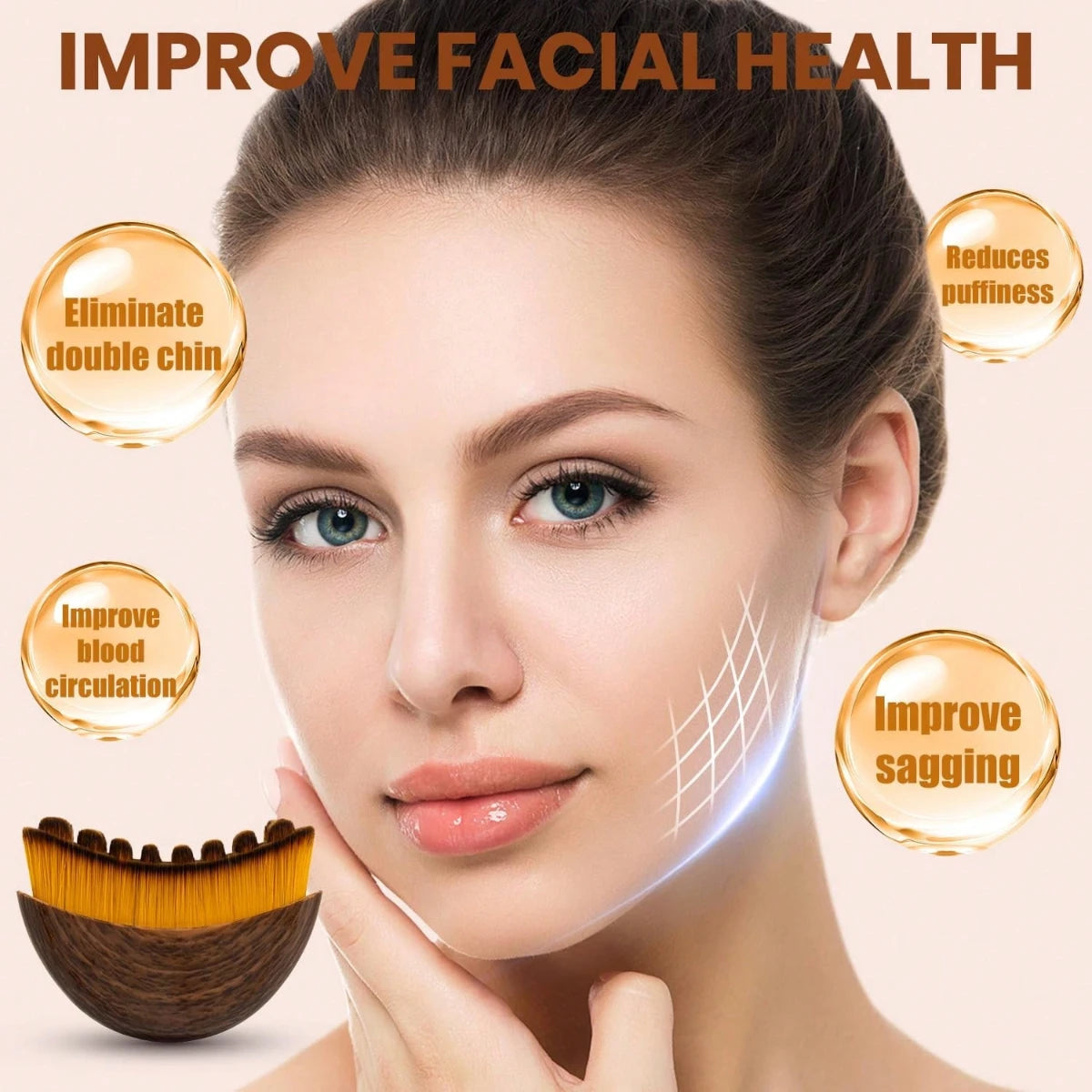 Manual Facial Lymphatic Brush For Chin And Jawline Contouring