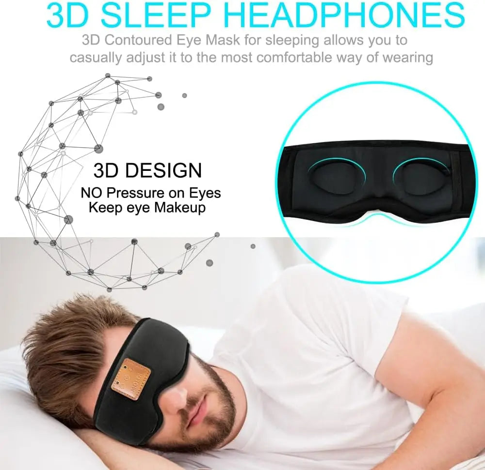 3D Sleeping Eye Mask With Built-In Speakers And Bluetooth Headphones