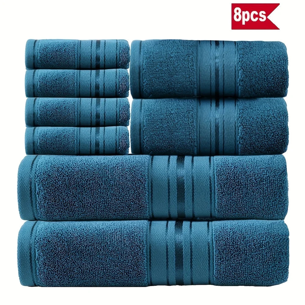 Luxury Eight Piece Cotton Towel Set For Bathroom Everyday Use